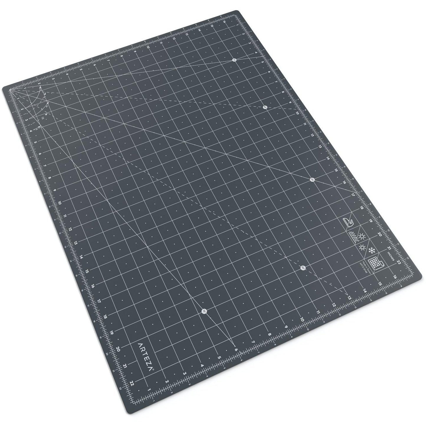 ARTEZA Self Healing Cutting Mat, 18 x 24 Inch Rotary Cutting Mat, Double-Sided 3 mm PVC-Free Craft Mat with Grid Lines and Angle Guides for Sewing, Quilting, Fabric, Paper, Vinyl, and Crafts