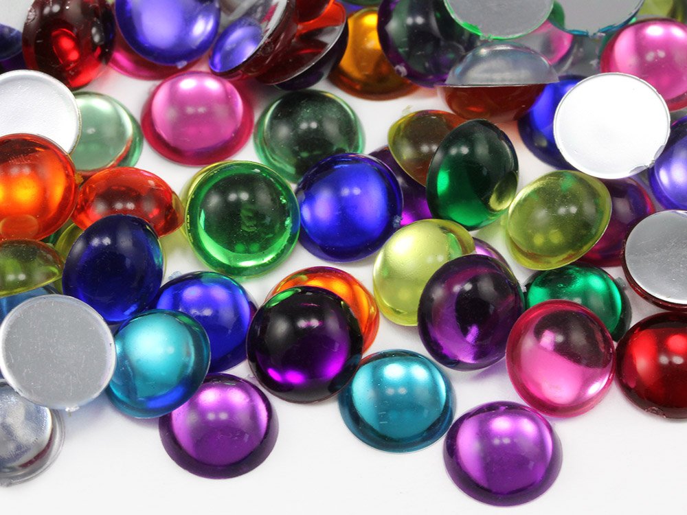 Allstarco KraftGenius 11mm Jet Black .JT Flat Back Acrylic Round Cabochons Plastic Pearl Gems for Jewelry Making Costume Making Cosplay Jewels Embelishments - 50 Pieces