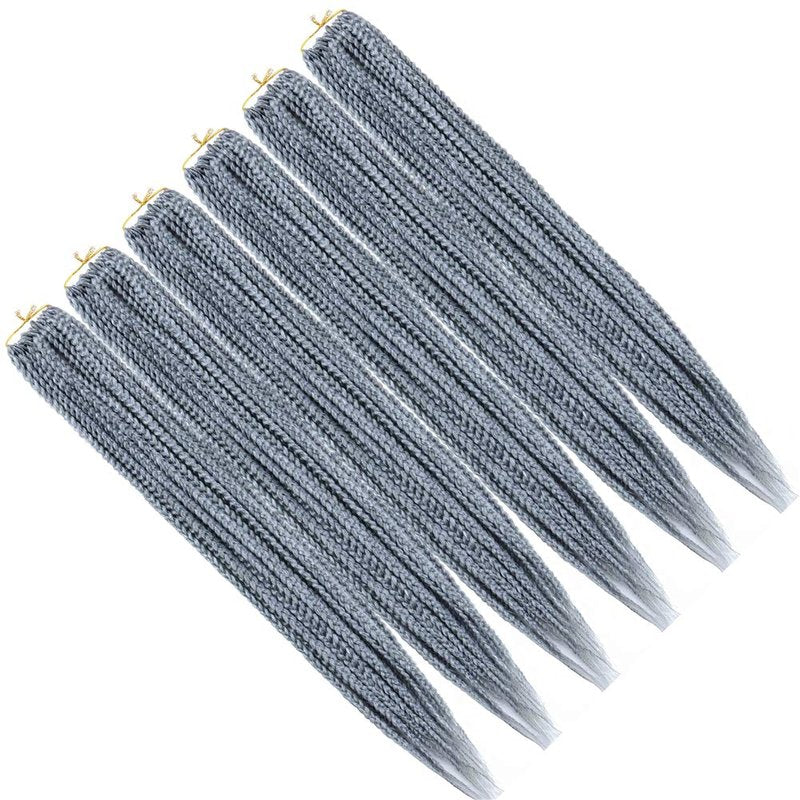 Mayloss 6 Packs/Lot (14/18/24/30) inch 1cm 20 Strands/Pack Thin 3X Box Braid Crochet Hair Extensionin Diameter 3X Synthetic Braid Hair Extensions Crochet Braids Hair Color(18Inch Grey)