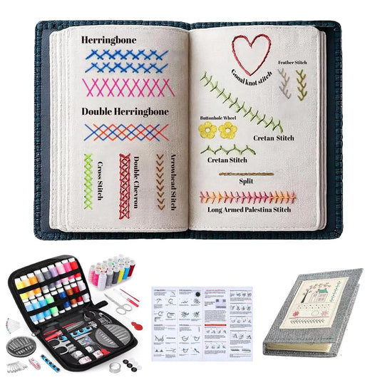 2026New Portable Embroidery Stitch Book Kit,embroidery sampler practice book diy Embroidery for beginners with instructions Gift for Easter All-Scenario Stitch Guide for Adults & Craft Lovers (1 Set)