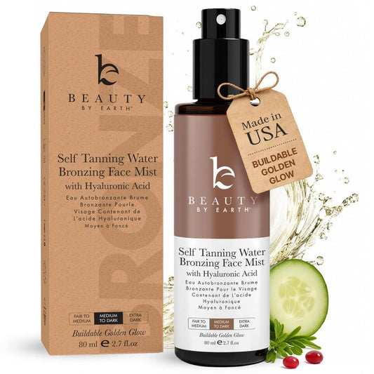 Bronzing Face Tanner Spray Mist, Sunless Face Tanning Water, USA Made with Natural & Organic Ingredients