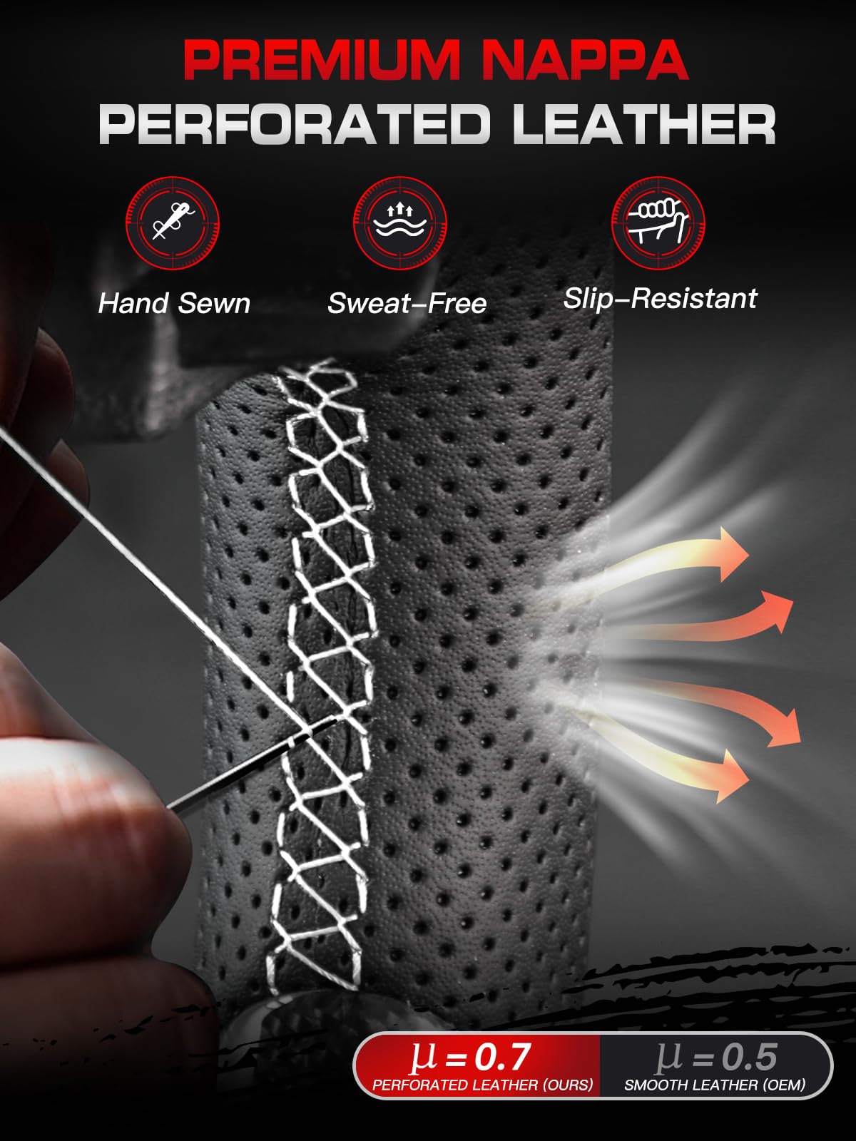TESFEEL Forged Carbon Fiber Steering Wheel Heated for F150 Raptor Gen 3 (2021-2025), Silver Foil Flakes with Matching Trim, Double D, White Stripe & Stitching, for Raptor (Base V6 Models)