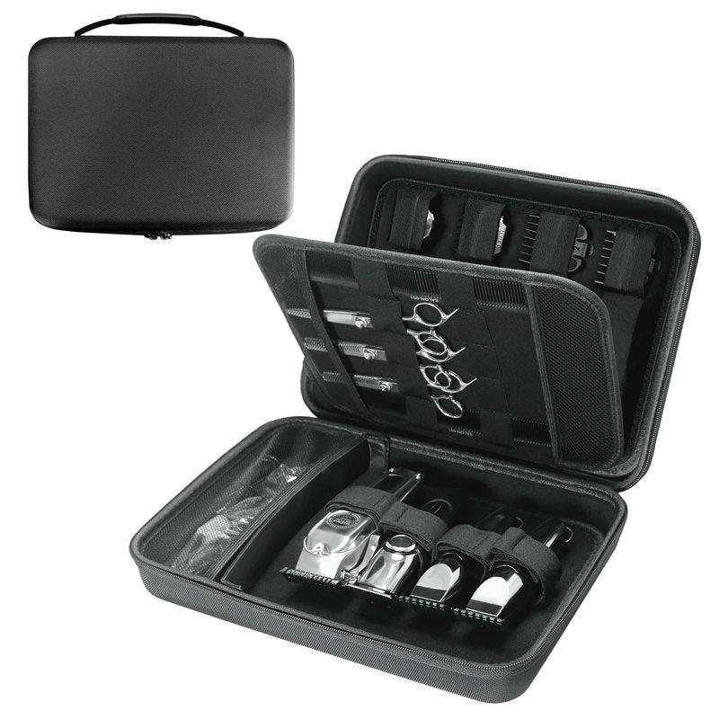 bibuks Professional Barber Clipper Case – Hard EVA Shell Oxford Fabric Travel Organizer for Clippers and Supplies, Portable Barber Storage Bag for Barbers & Stylists (Black)