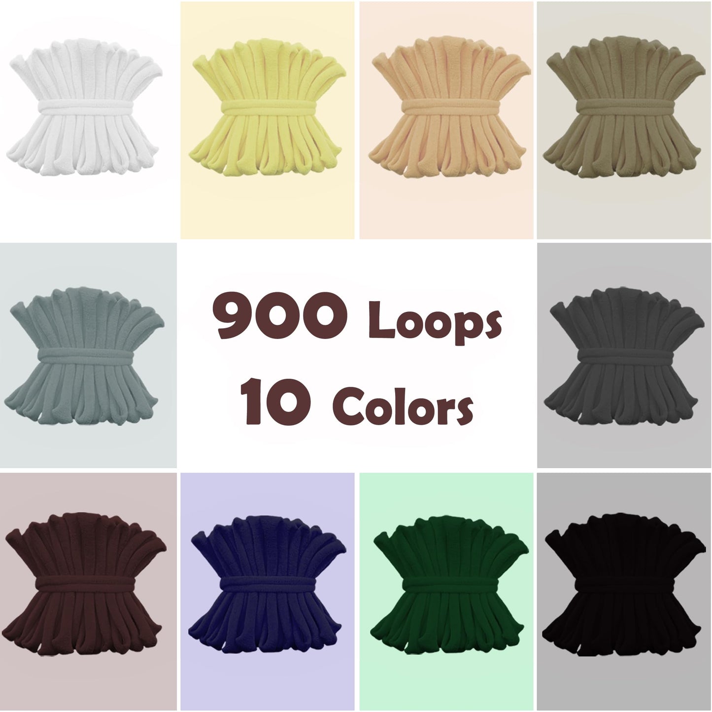 SOOHAOLISS 900pcs Weaving Loom Refill Loops, 10 Neutral Colors, Potholder Loops for 7 inch Loom, Loom Bands Nylon Weaving Loops Loom Kit for Kids DIY Crafts Supplies, Makes 25 Colorful Potholders