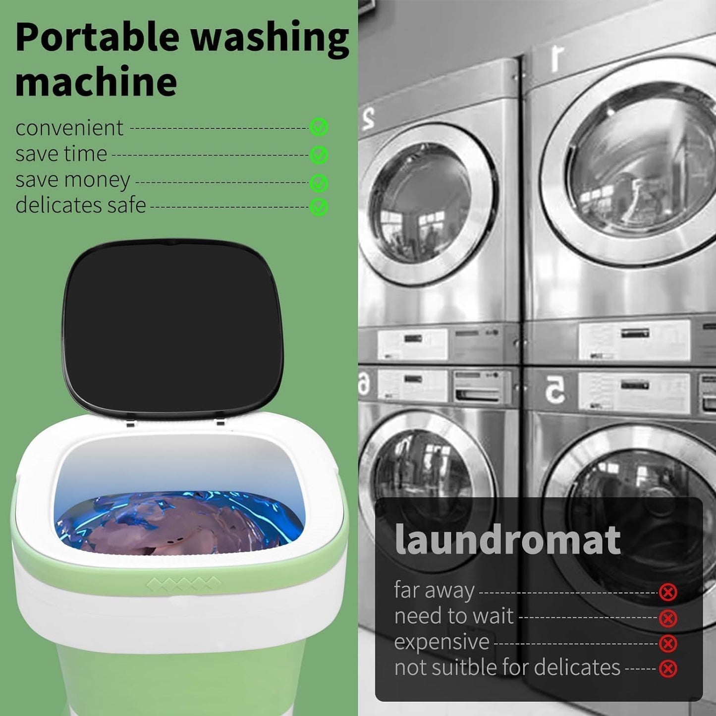 Portable Washing Machine, 16L Upgraded Mini Washer with Spin Basket Laundry Machine, 3 Cleaning Modes Suitable for Small Clothes, Foldable Design Ideal for Hotel, Home, Apartment and Campain