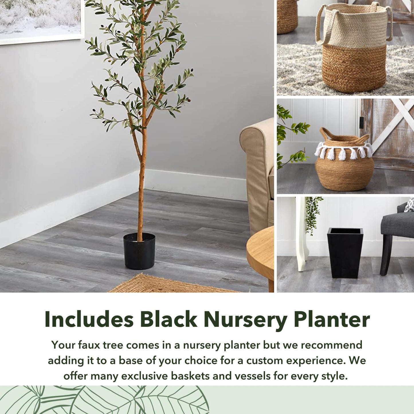 Nearly Natural 82in Artificial Olive Tree, Faux Greenery with Lifelike Branches for Indoor Home Decor