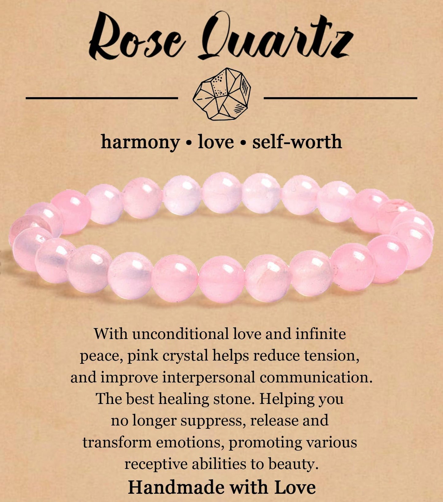 BOMAIL Natural Stone Bracelet for Women Men - 8MM Semi-Precious Gemstone Beaded Bracelet Healing Crystal Stretch Bracelet Yoga Bracelets Jewelry