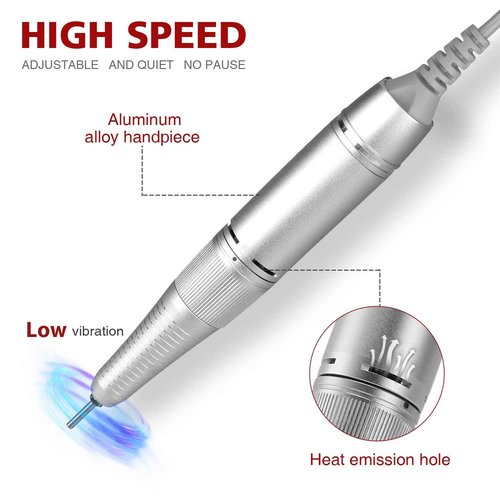 AZ GOGO Electric Nail Drill, 30000RPM Rechargeable Portable Nail Drill Machine for Acrylic Gel Nails, Professional Manicure E-File for Home or Salon Use