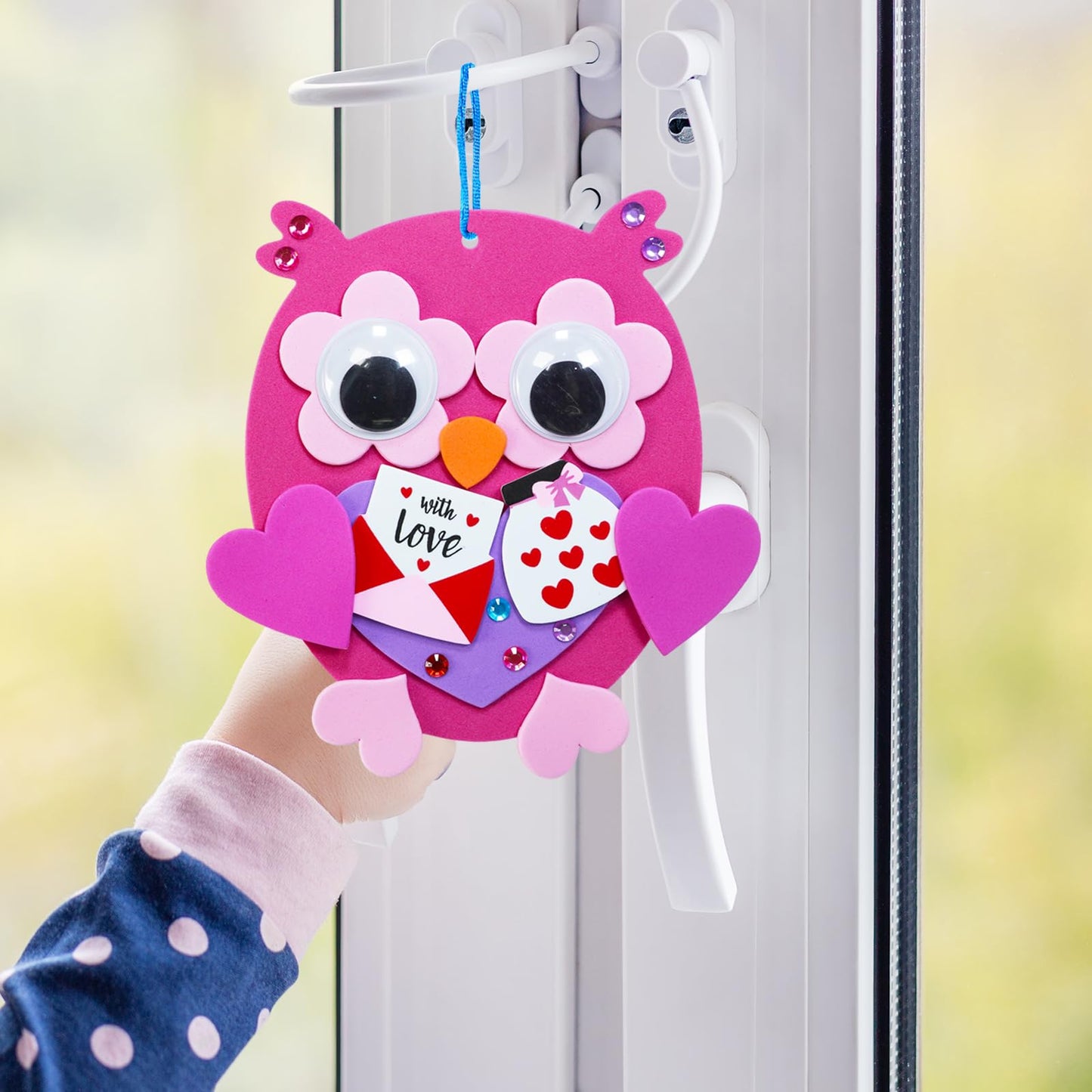Winlyn 24 Sets Valentine's Day Craft Kits Heart Crafts DIY Owl Ornaments Decorations Art Sets Foam Owl Heart Stickers for Kids Party Classroom Activities Gift Exchange