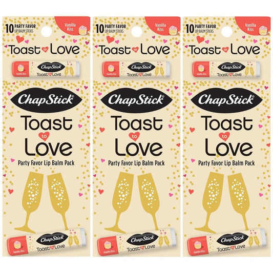 ChapStick Party Favors, Toast to Love Lip Balm Packs (30 Sticks), Sweet Vanilla Kiss, Small Gifts for Bridal Shower & Engagement Parties, 0.15 Oz Ea