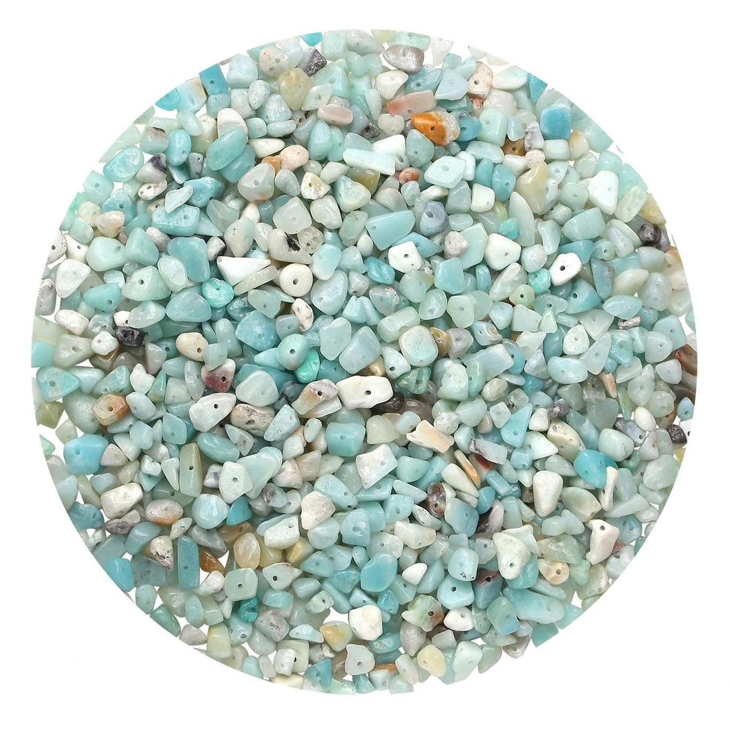 Natural Chip Stone Beads 450pcs Amazonite Chips 5-8mm Genuine Real Irregular Healing Crystal Rocks Hole Drilled DIY Loose Gemstone Beads for Jewelry Making Bracelet Earrings Necklace Crafting