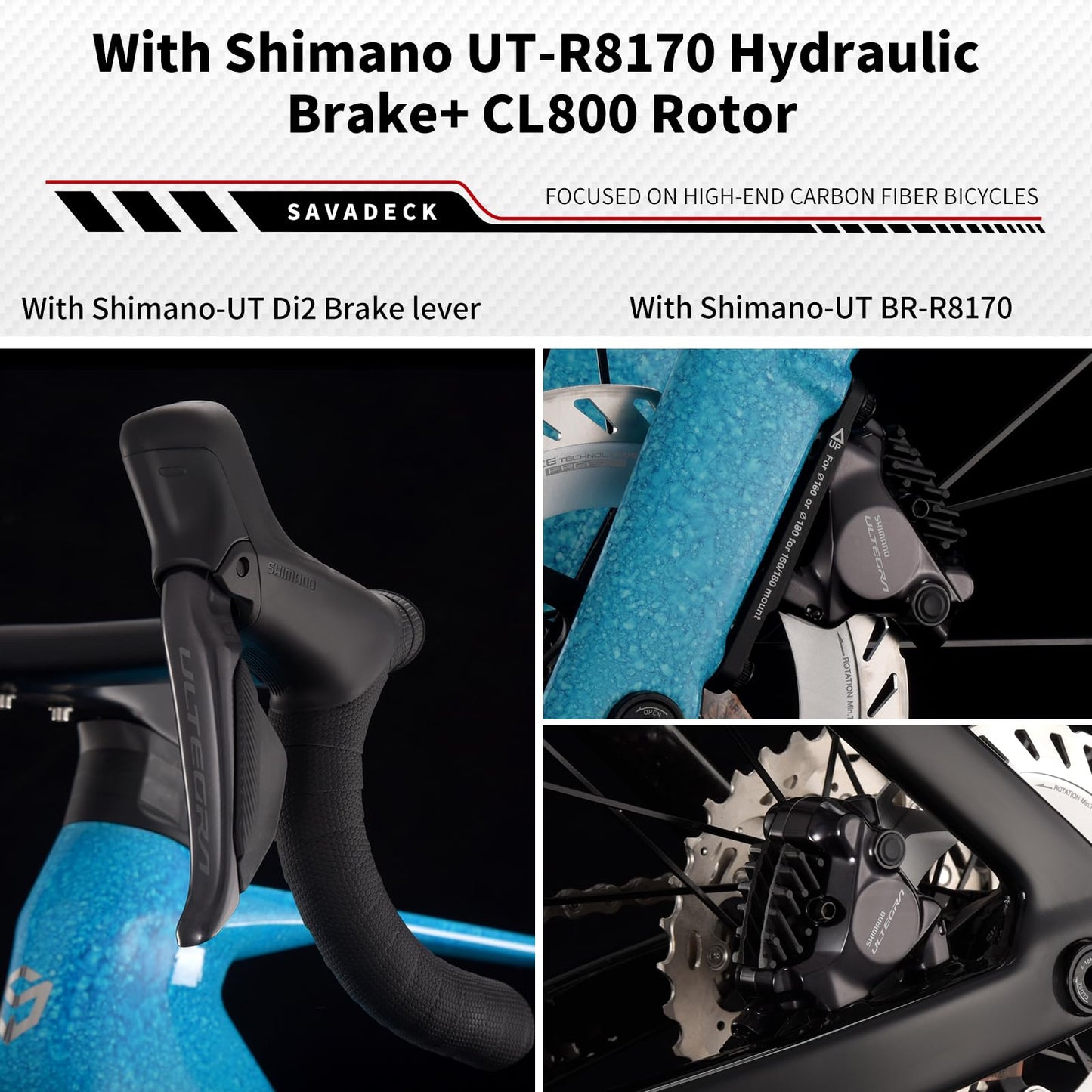 SAVADECK SLR8-Ultegra Full Carbon Road Bike with Shimano 105 R8170 24S Set for Adults, (Wave Pattern(W45), Blue, 45cm)