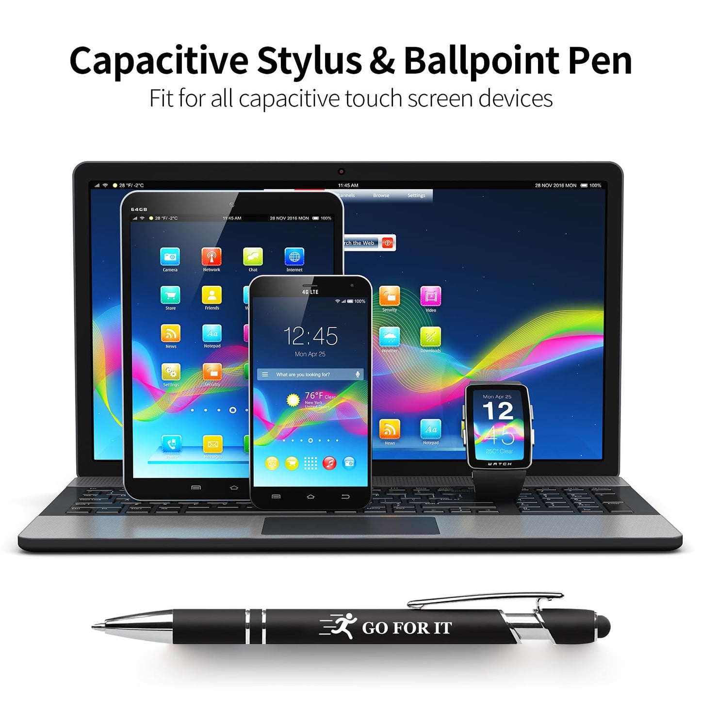 Vebermo 15 Pack Motivational Pen Set - Inspirational Quotes Retractable Ballpoint Pens for Office School Supplies, Encouragement Gifts for Women Men, Multicolor