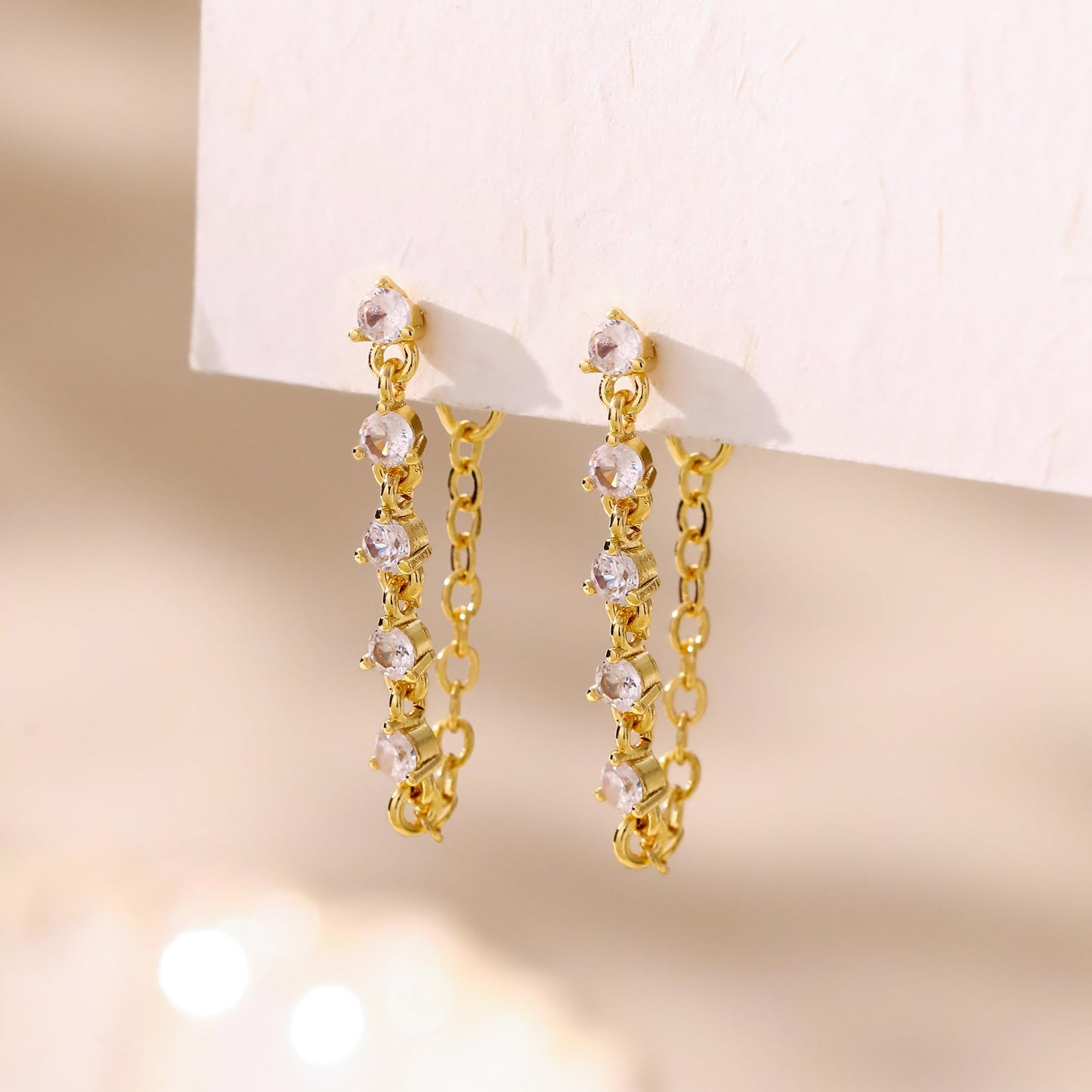 Solistra Gold Dangle Earrings for Women Trendy Triple Diamond Drop Earring Hypoallergenic Earrings for Women Wedding Jewelry Valentines Day Gifts for Her
