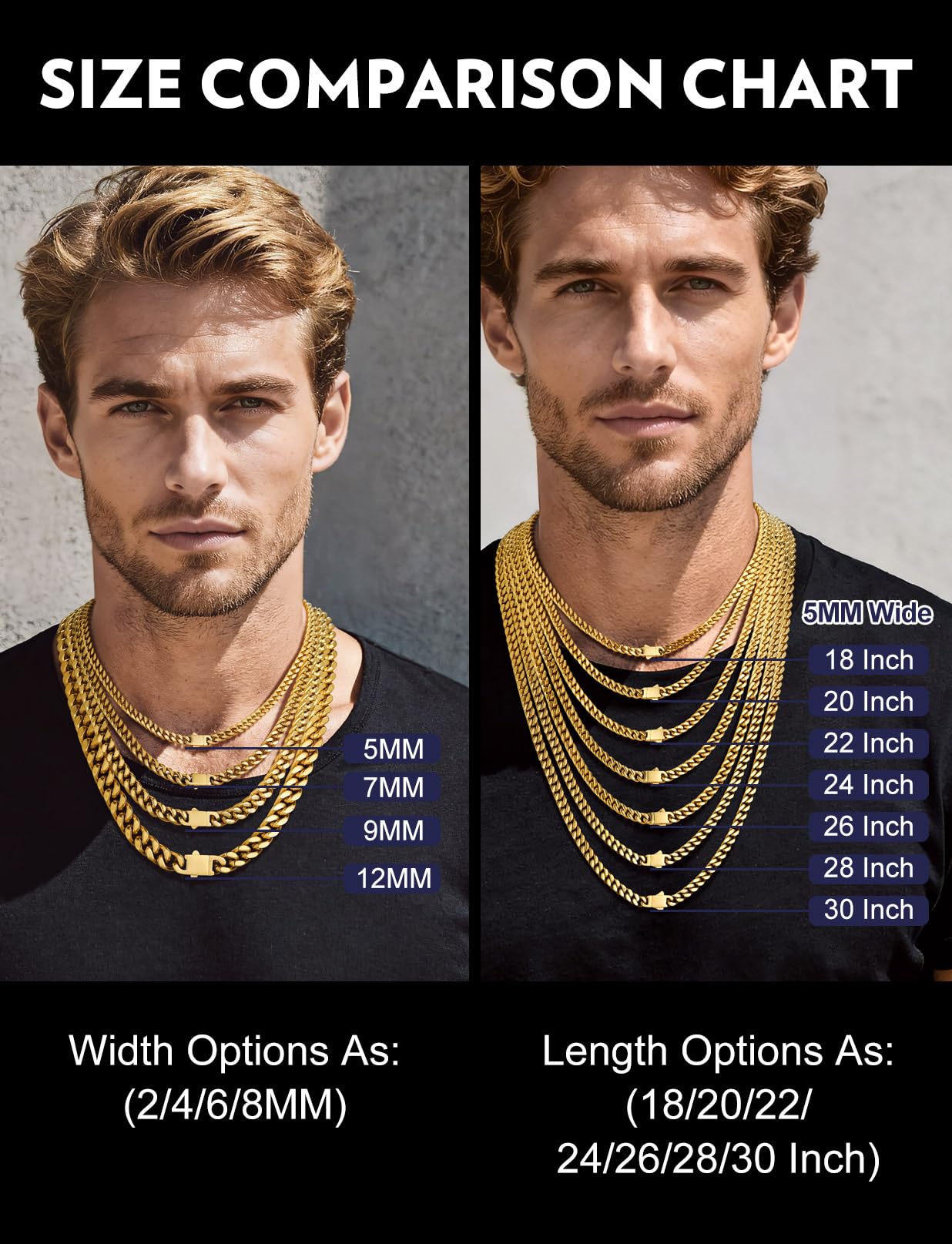Bandmax Mens Gold Plated Cuban Chain Necklace 28 Inch 5MM Wide Miami Chain Hip Hop Link Chains 14K Gold Plated Chains for Men Women Biker Rapper Jewelry
