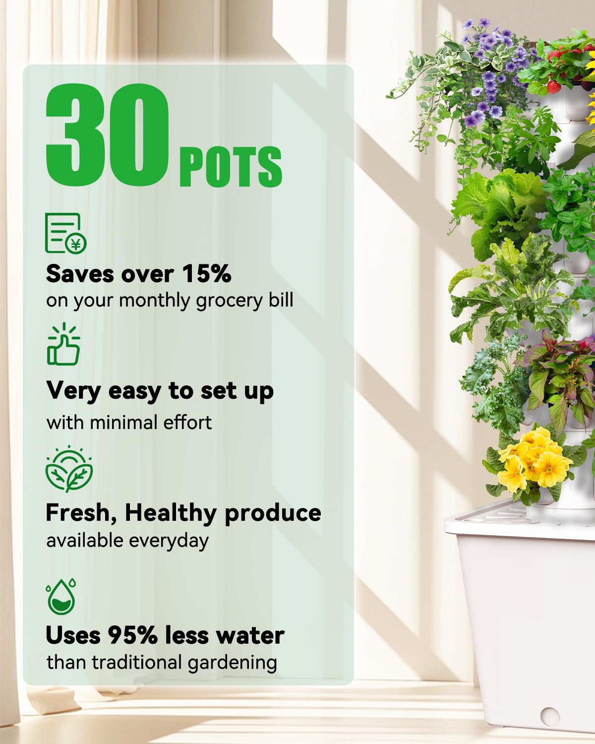 SJZX Hydroponic System Kit + Extra Water Pump, Get a Replacement Pump Now