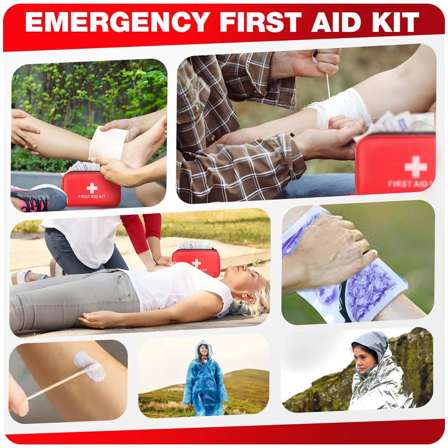 First Aid Kit 194 Piece Emergency Kits for Hiking Camping Trauma Kit for Boat Vehicle Compact Aid Kit for for Home Car Travel Outdoor Survival