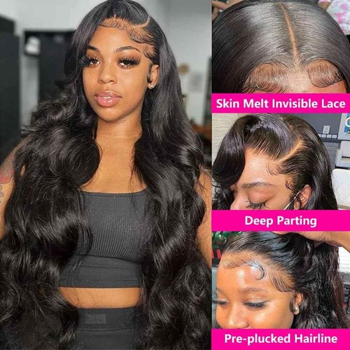 virginess 13x4 Body Wave Lace Front Wigs Human Hair Pre Plucked 180% Density HD Transparent Lace Frontal Wigs Human Hair for Women Glueless Wigs Human Hair With Baby Hair 24 Inch
