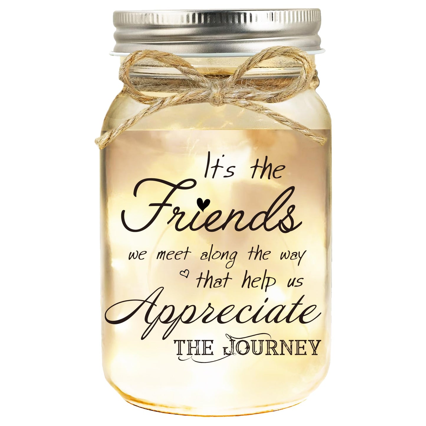 Hua Feishang Birthday Gifts for Women Friendship, Mason Jar Night Lights for Friend, Thankgiving Gifts for Women, Suitable for Home Office Table Stands