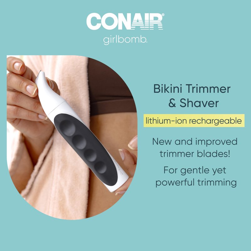 Conair GIRLBOMB Bikini Trimmer for Women | Trimmer for Women | Electric Shaver Set for Women | Wet/Dry | Lithium Ion Rechargeable