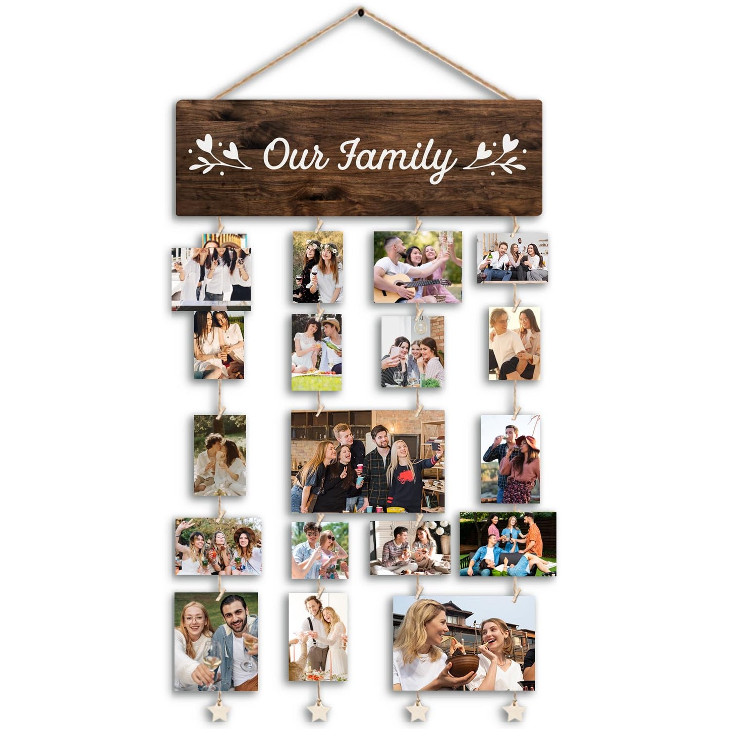 STHTTSW Family Photo Frame Gifts,Our Family Picture Frame, Housewarming Christmas Wedding Gifts for Couples, Farmhouse Rustic Wood Hanging Photo Wall Table Top Frames,Mothers Day Gift for Mom Women