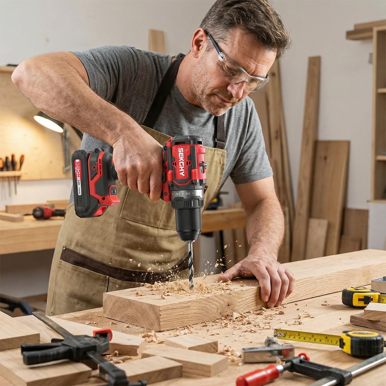 20V Cordless Drill Driver Kit with 2 Batteries - 70Nm High Torque Power Tool, 26-Piece Accessory Set & Fast Charger, LED Work Light for Wood, Metal and Masonry Drilling