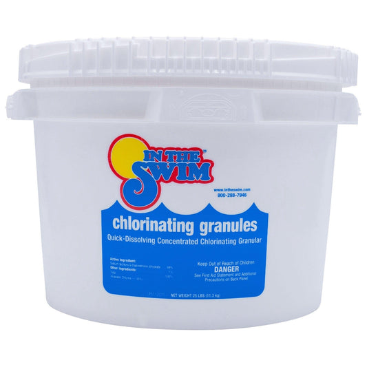 In The Swim Sodium Dichlor Chlorine Shock Granules for Sanitizing Swimming Pools – Fast Dissolving, pH Balanced Sanitizer - 56% Available Chlorine, 99% Sodium-Dichlor – 25 Pound