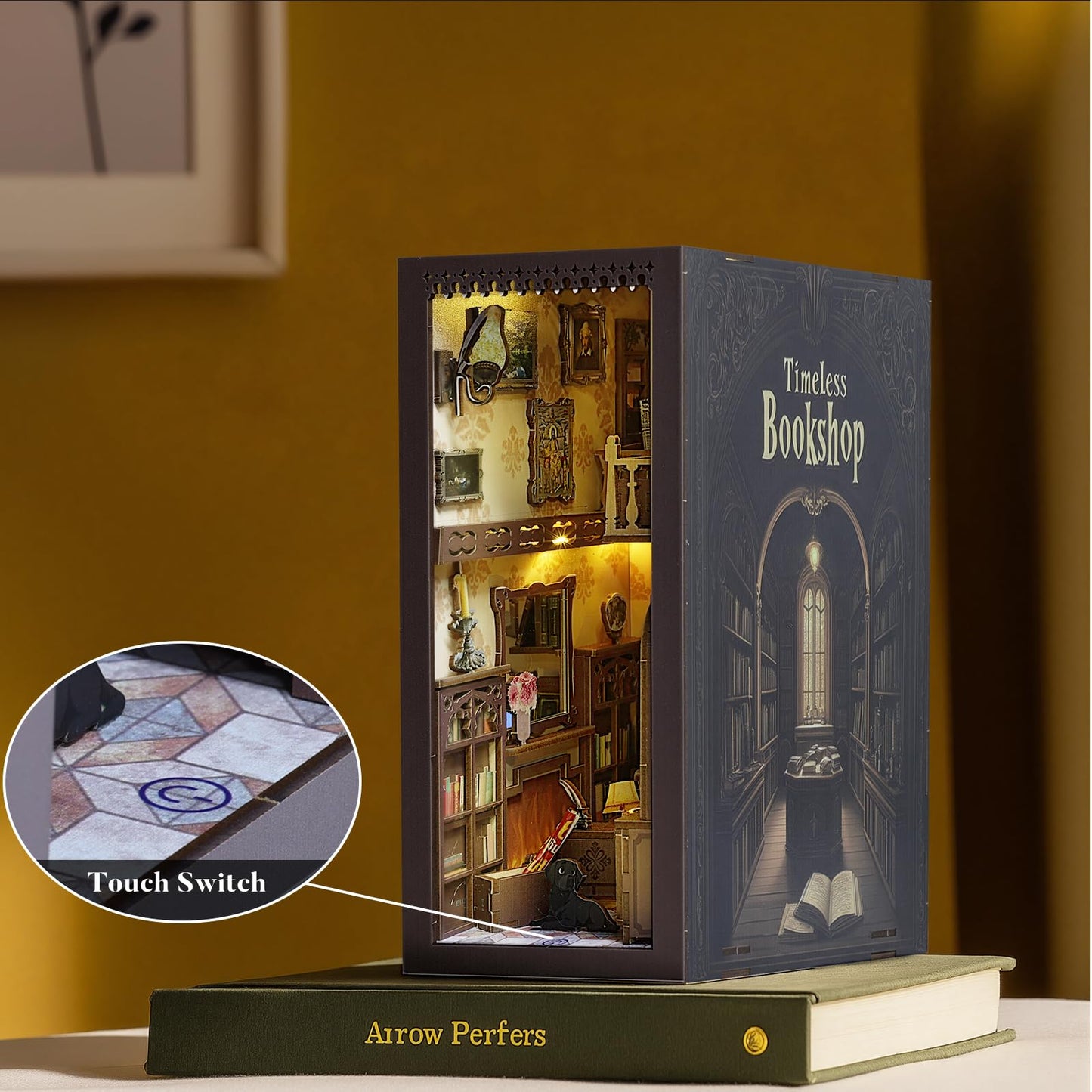 Timeless Bookshop Book Nook Kit with Silicon Liquid Glue - DIY Miniature House Kit for Adults, Teens and Beginners, Dollhouse Booknook Library Tiny House Bookshelf Decor 3D Wooden Puzzle