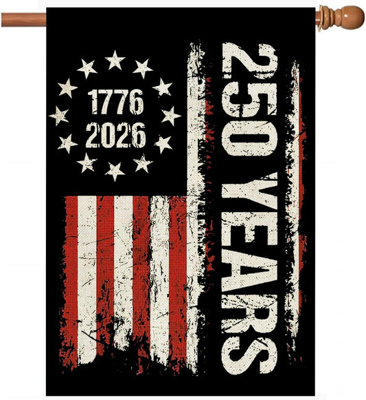 250 Anniversary Usa Garden Flags for Outside, 250 Anniversary USA Flag Patriotic Banner 1776-2026 4th of July Decorations Yard Sign Double-Sided Waterproof Flag Stars and Stripes Design, Commemorative, 28x40 Inch 250 Year American Flag