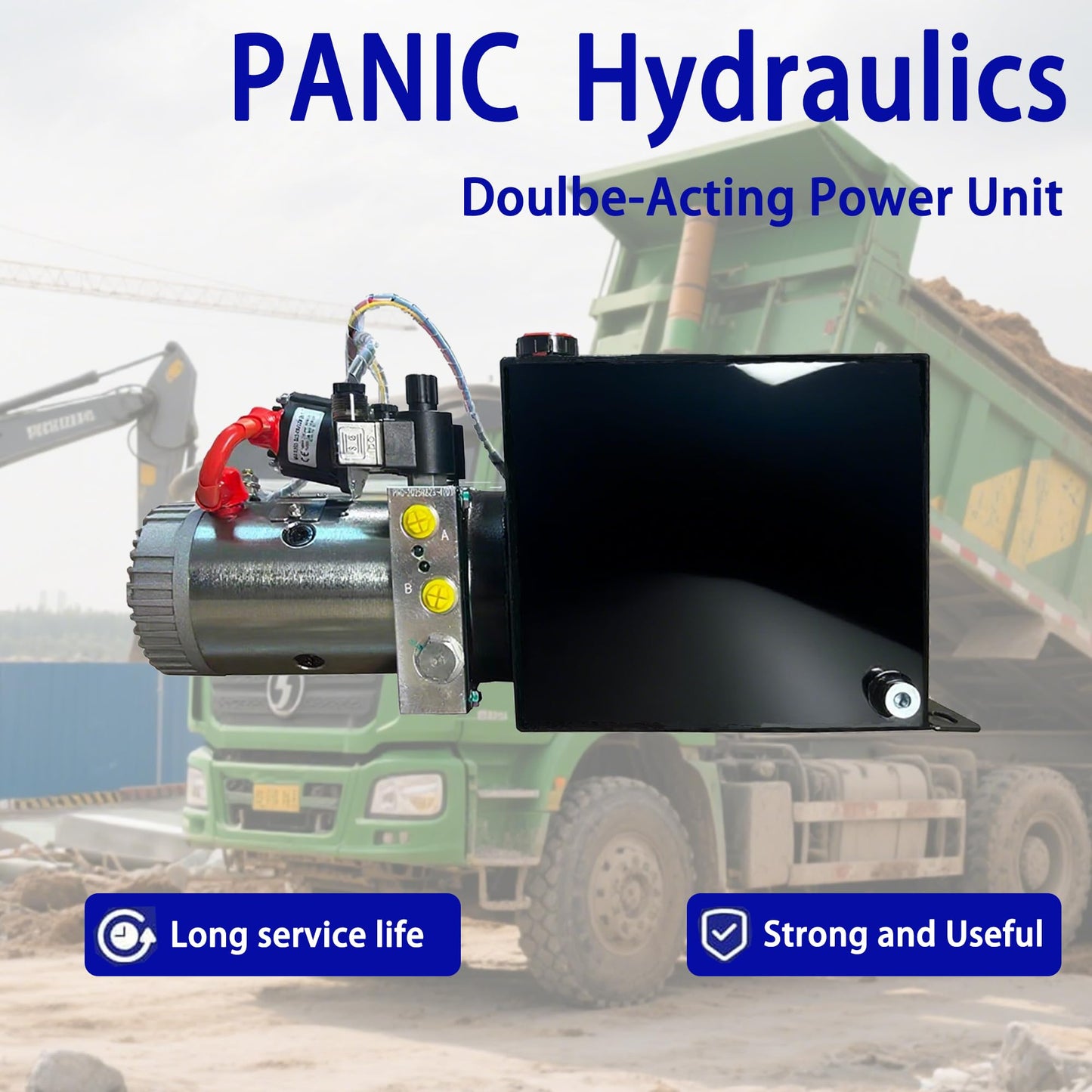 ParnicoTech Hydraulic Pump 6 Quart Double Acting Hydraulic Power Unit 12V DC, 3200 PSI Max Relief Pressure, Hydraulic Pump Dump Trailer Hydraulic Pump, SAE # 6 Port,Steel