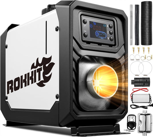 8KW Diesel Heater, 110V/12V All-in-One Diesel Air Heater, Portable Diesel Heater with LCD Monitor & Remote Control, Fast Heating Low Noise Diesel Parking Heater for Tent, Car, RV, Camper
