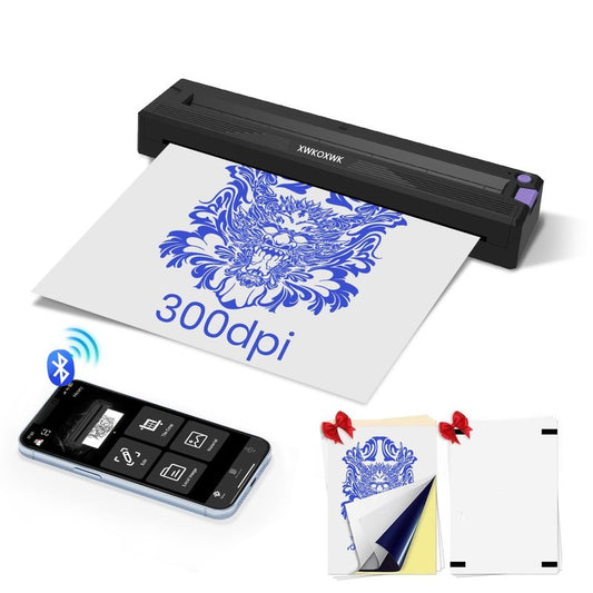 Tattoo Stencil Printer Machine for Tattoo Artists&Beginners,Newly Upgraded,with 3pcs Tattoo Transfer Paper,Compatible with Phone/Pc&Pad,Portable Thermal Inkless Bluetooth Wireless Printer