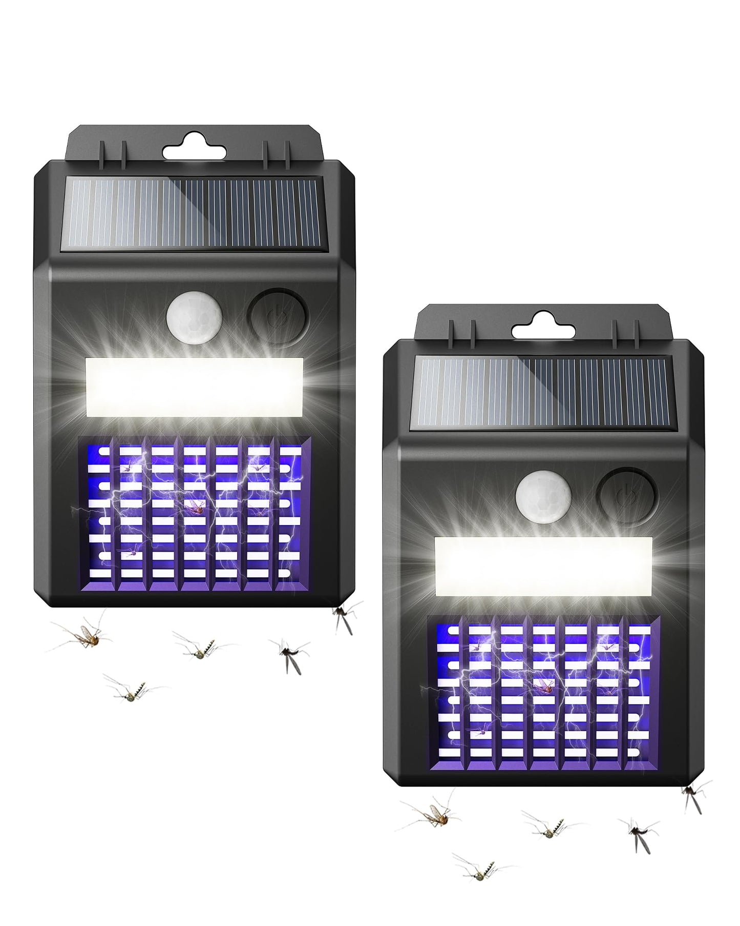 Peepst Solar Bug Zapper Outdoor - 2-in-1 Waterproof Cordless Mosquito Zapper with 3 Modes, Motion Sensor Light & UV Light, Rechargeable Mosquito Killer Lamp for Patio Yard Garden (Black)