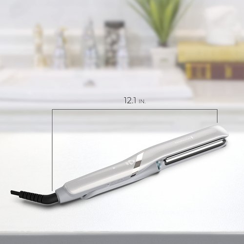 Remington PROLUXE HydraCare 1” Flat Iron / Hair Straightener with 1” Floating Plates, 450°F High Heat, Pearl White/Gray