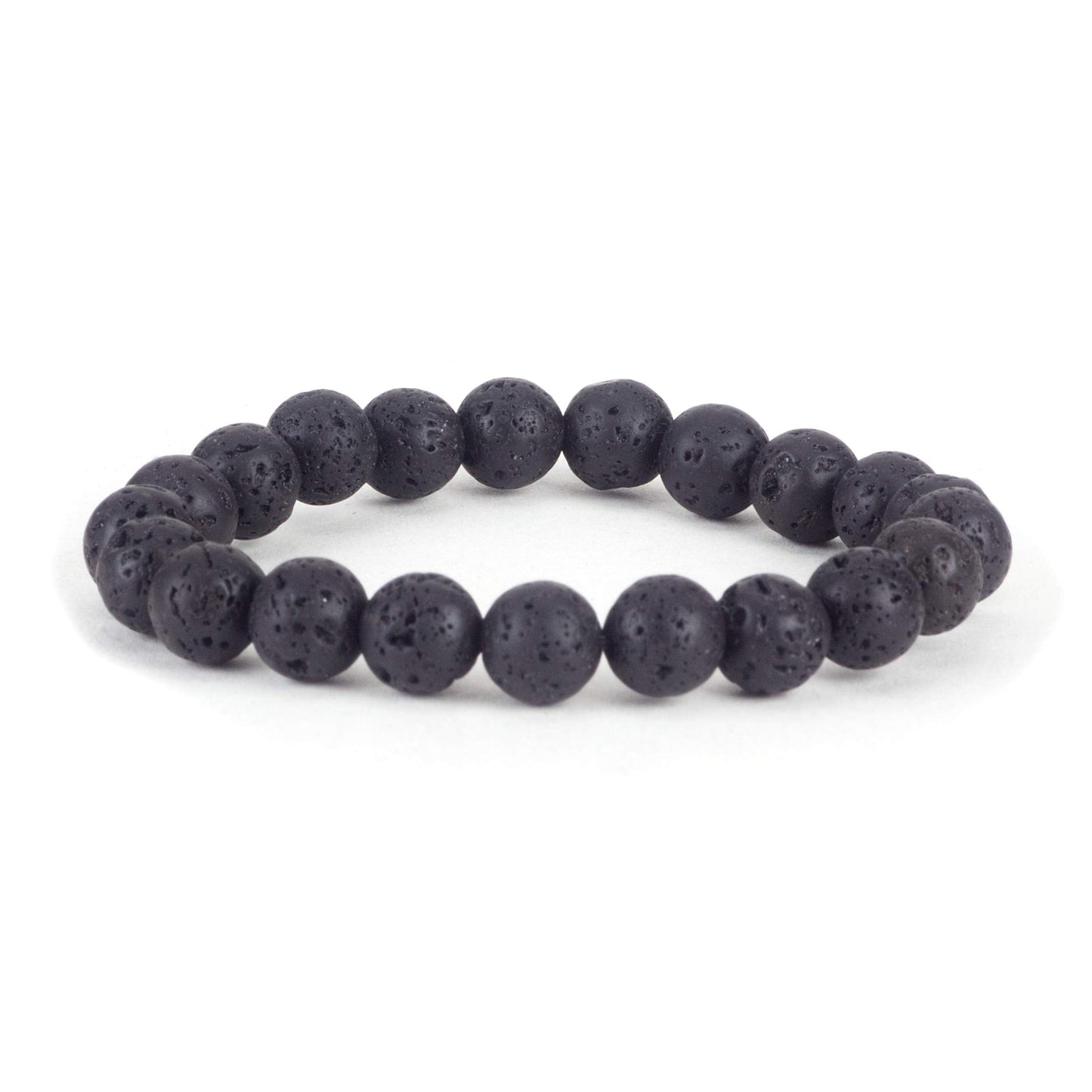 Cherry Tree Collection Lava Beaded Bracelet – Genuine 8mm Gemstone Stretch Bracelet for Men & Women – Handmade Crystal Bracelet - (Lava - S)