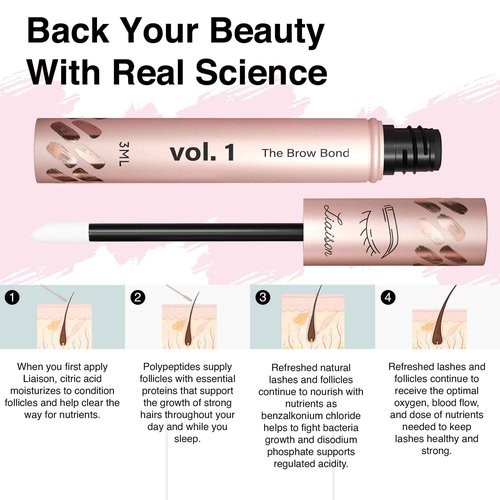 Liaison Brow & Lash Bundle – Mascara Bond (4ml) for Long, Volumized Lashes + Brow Root Activator Serum (3ml) for Thicker, Fuller Eyebrows – Vegan, Paraben-Free, Peptide-Infused Lash & Brow Growth Set