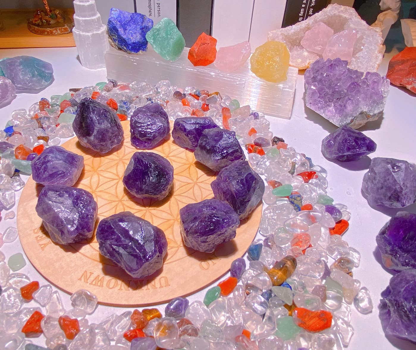0.9 lbs Amethyst Crystals Raw Healing Crystal Large 1" Stones Bulk Gemstones Rocks for Tumbling Cabbing Fountain Decoration Polishing Wicca Reiki 400G Rough Quartz