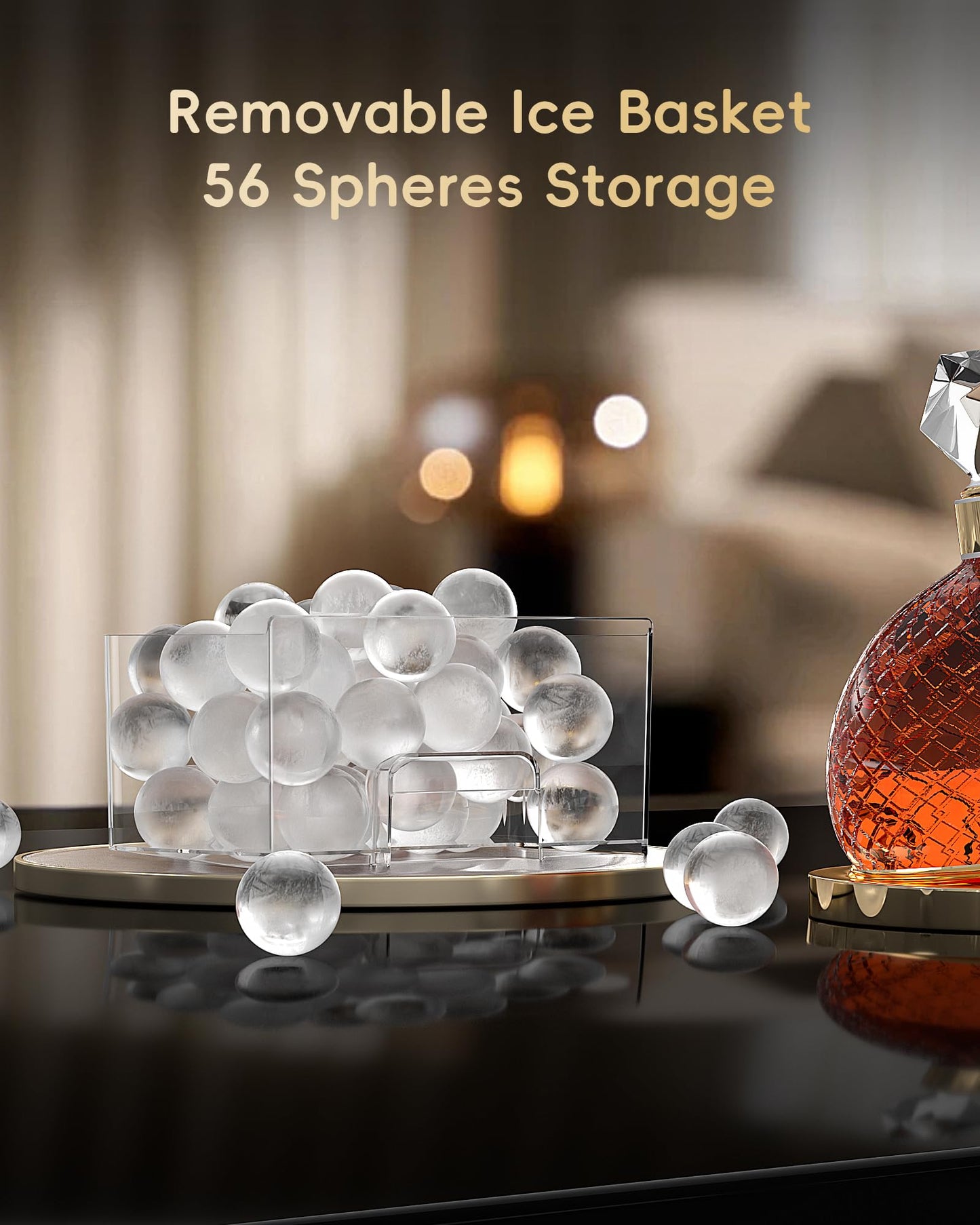 ecozy 2" Clear Ice Ball Maker with CrystalFlux Technology, 4 pcs in 40 Mins, 144 pcs/Day, Sphere Ice Maker with Enhanced Insulation, Self-Cleaning, Automatic Water Supply for Whiskey