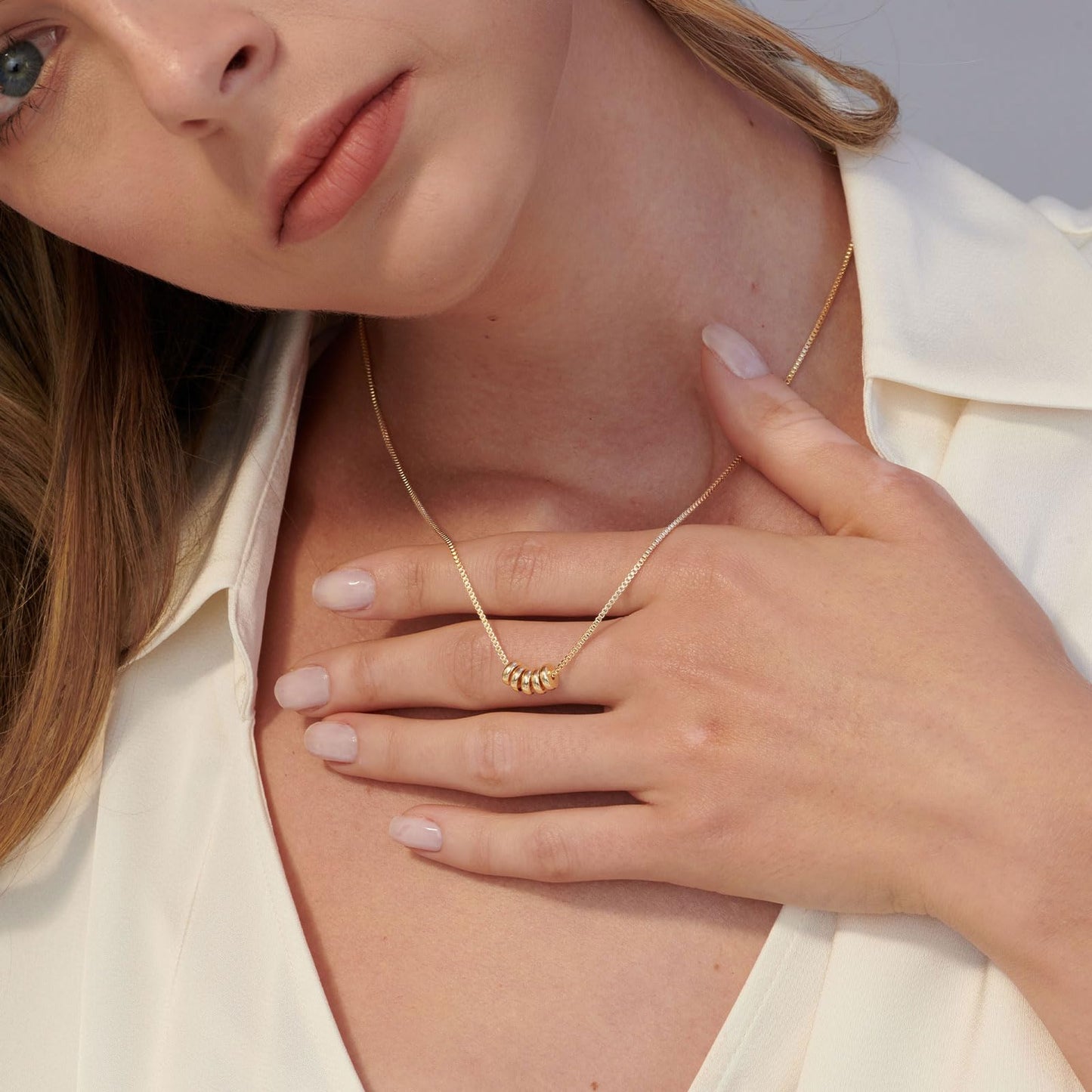 VRIUA Gold Necklace for Women 14k Gold Plated Dainty Gold Ball Chain Necklace Simple Jewelry Everyday for Women