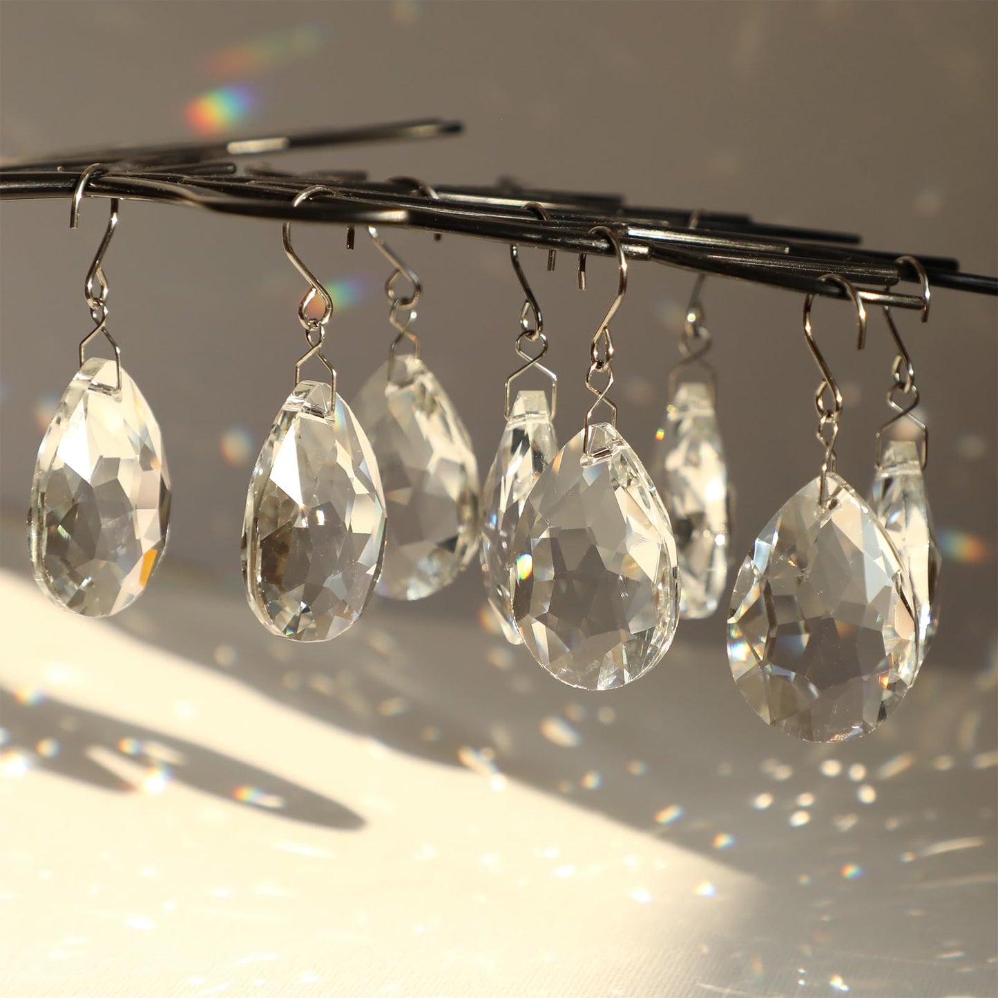 38mm Crystal Suncatcher Prism, 10pcs Multicolor Teardrop Crystals Chandeliers Replacement Pendants for Lamp Windows Hanging Rainbow Maker Ornaments Birthday Wedding Party Home Decor Gifts