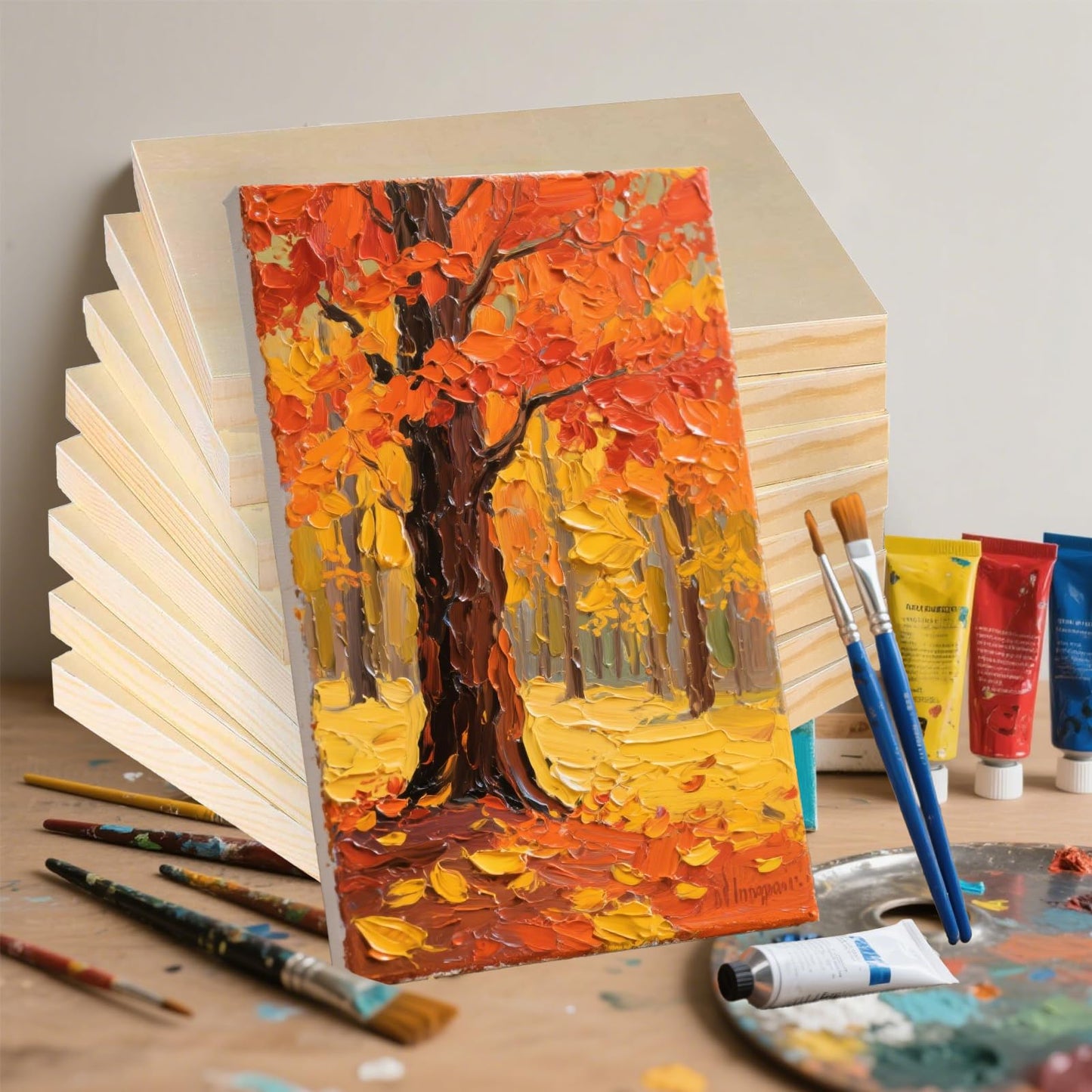 CONEHOY 12 Pcs Wood Panels 8 x 10 inch Unfinished Wooden Canvas Board for Painting Arts Pouring Oils Acrylics