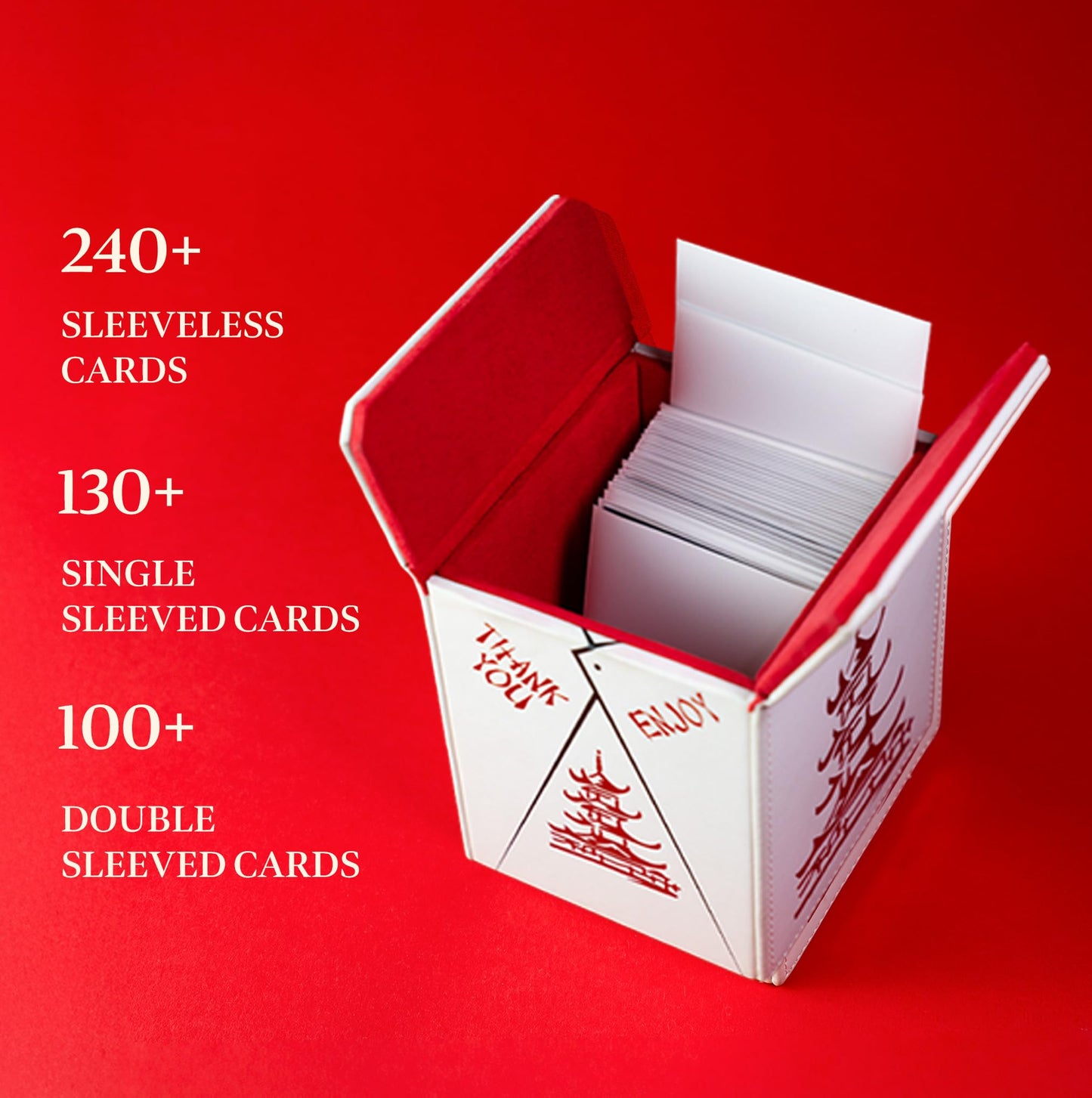 SleeveChief - China To Go! Trading Card Deck Box | vegan leather & Holo Design | MTG commander deck box & for ALL other trading card games | fits 100 double Sleeved Cards - for TCG Enthusiasts
