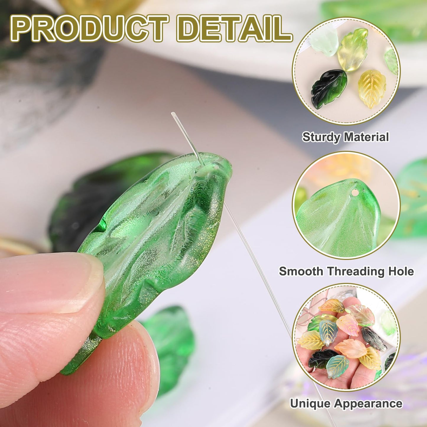 PATIKIL Glass Leaf Beads, 100Pcs Cute Crystal Leaf Charms, Translucent Czech Spacer Beads for DIY Jewelry Making Bracelets Necklace Wind Chimes Suncatchers, Clear