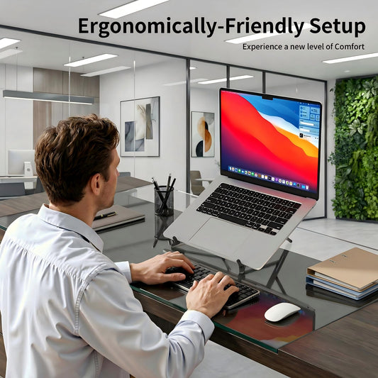 Adjustable Laptop Stand for Desk, MagSafe Compatible Portable Foldable Computer Riser for MacBook, iPhone, iPad, Tablet - Lightweight Aluminum, N52 Magnetic Grip, Perfect for Office, Home, Traveling