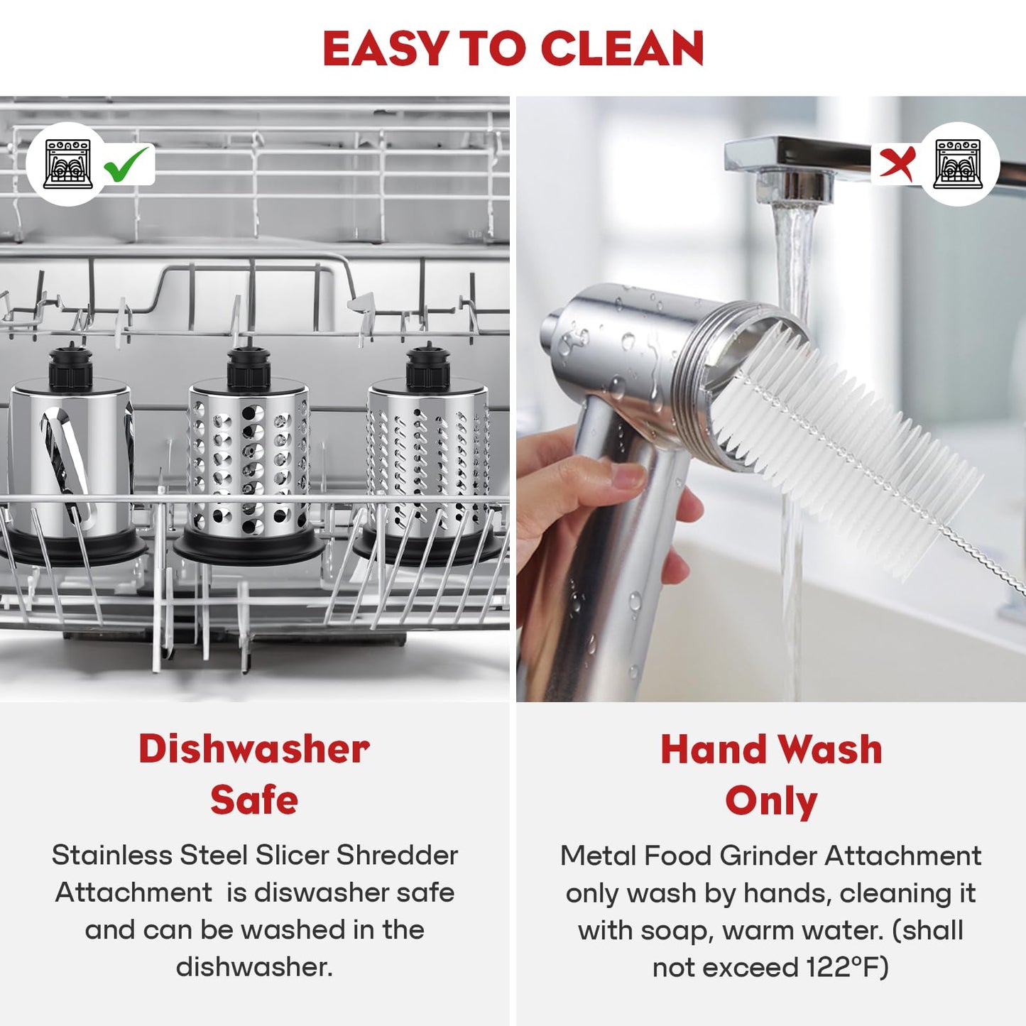 Meat Grinder & Stainless Steel Slicer Shredder Attachment for Kitchenaid Stand Mixer - Sausage Stuffer, Food Slicer, Shredder, Cheese Grater & Salad Maker by Cofun