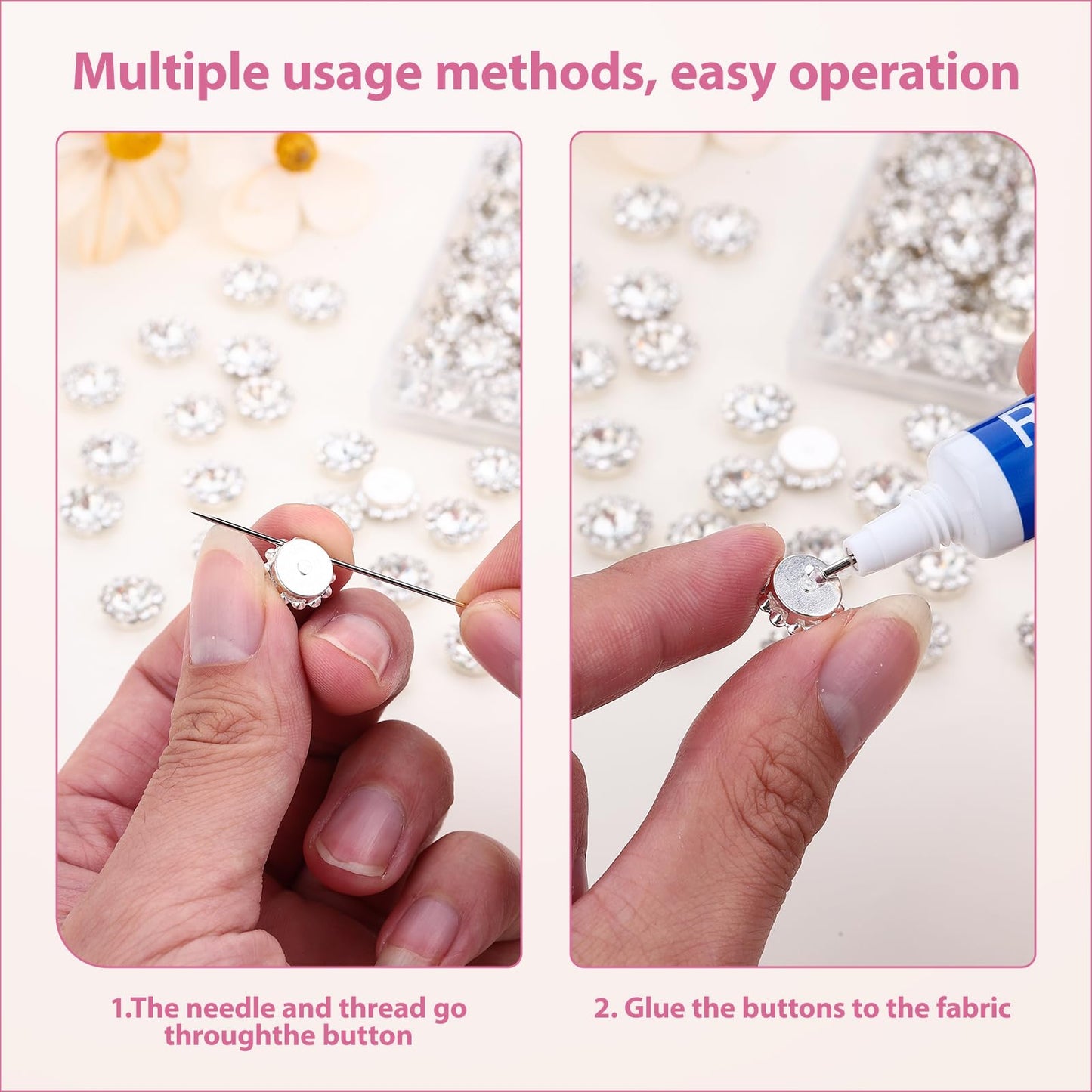 200 Pcs 12MM Sew on Rhinestones White Crystal Glass Metal Base Flower Shape，Flatback Rhinestones for Crafting，Sewing Accessories for Clothes and Shoes with Glue