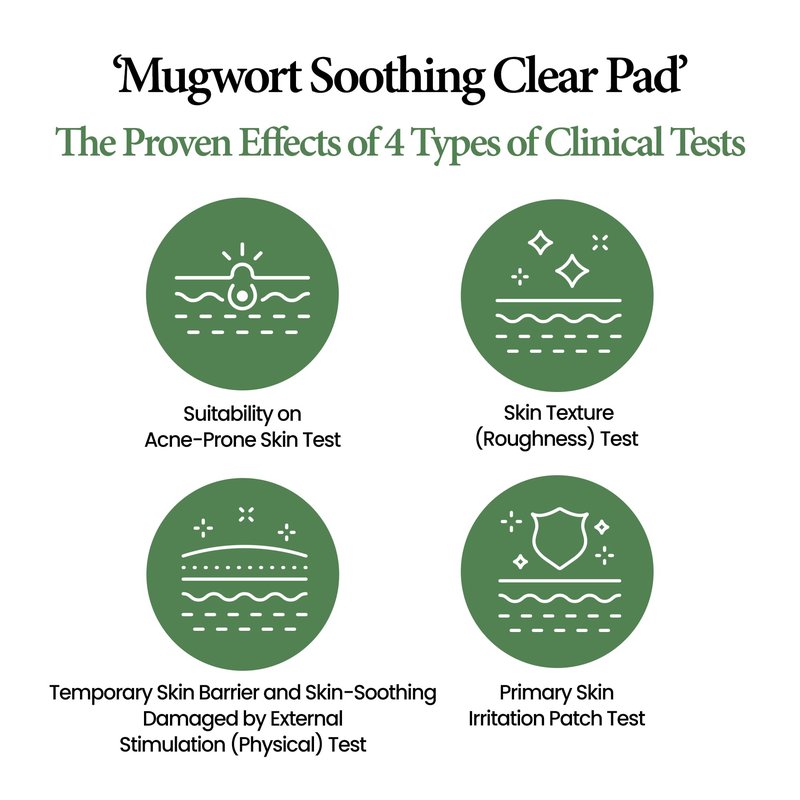 KUNDAL K Beauty Calming Cleansing Clear Pad, Jeju Mugwort, 60 Ct - Highly Concentrated Mugwort Extract Soothes & Moisturizes, Double Sided to Cleanse & Gently Exfoliate, Even Out Facial Texture