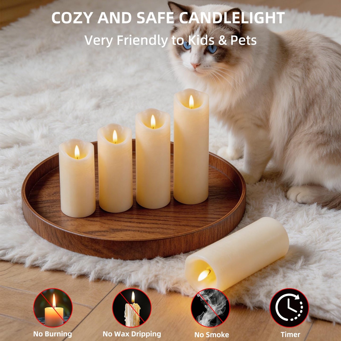 MiKoyi Flameless Pillar Candles with Remote, Battery Operated Candles Real Wax, [5-Pack] Fake LED Flickering flameless Candle with Timer Function for Room Home Decor (2.2" * 5/5.5/6/7/8"") - White"