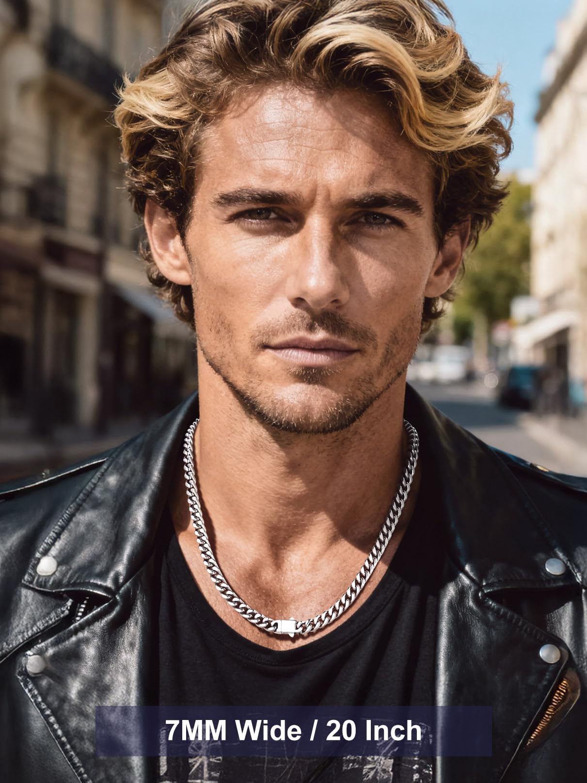 Bandmax Mens Necklaces 30 Inch Stainless Steel Long Cuban Link Chain for Men Miami Chain Necklace Women Hip Hop Rock Biker Rapper Chain Jewelry