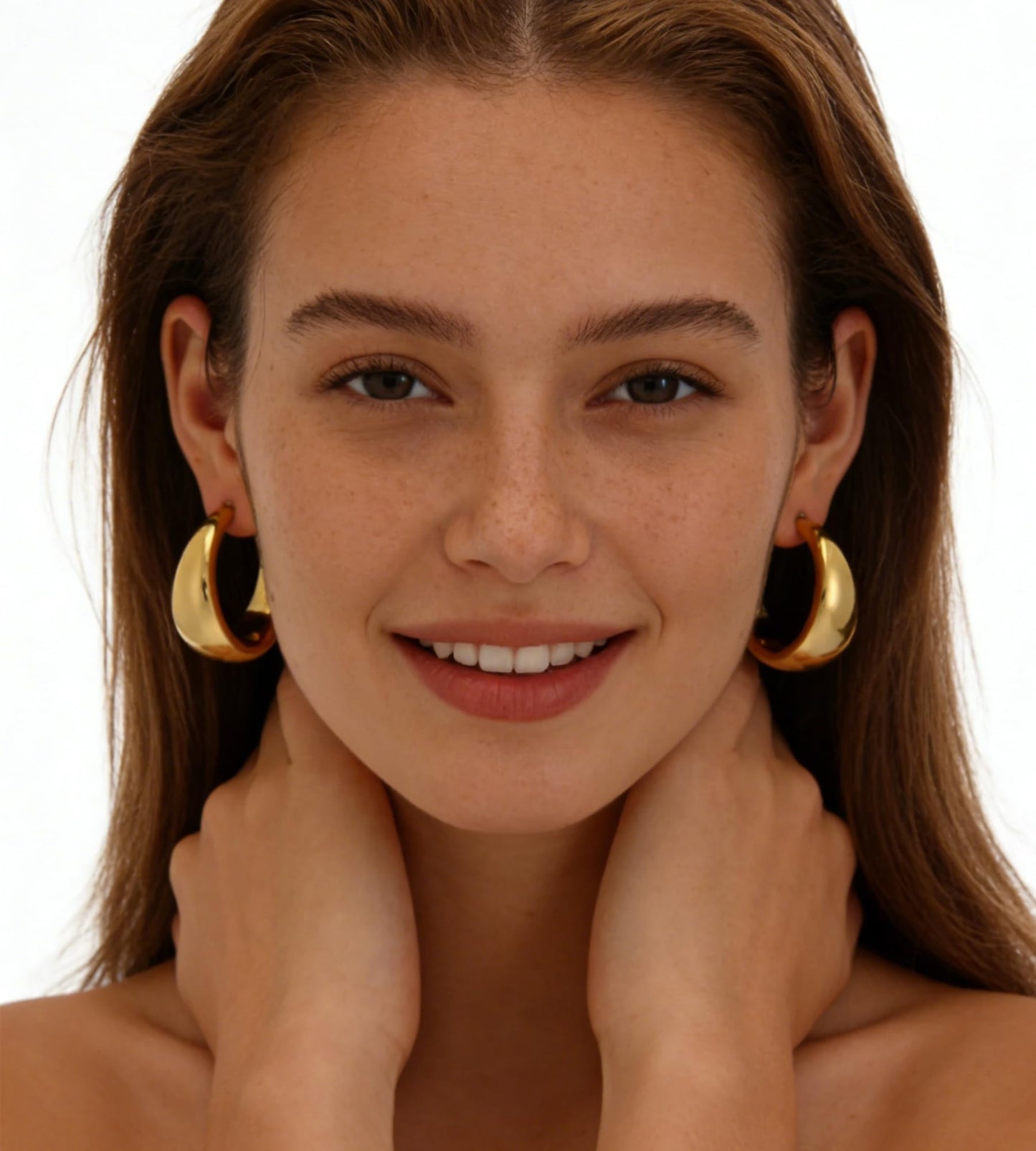Gold Hoop Earrings Set for Women, 18 Pairs Hypoallergenic Statement Open Pearl Hoops Earring for Multipack, Gold Chunky Hoop Earrings for Women Trendy Jewelry (Yellow Gold)